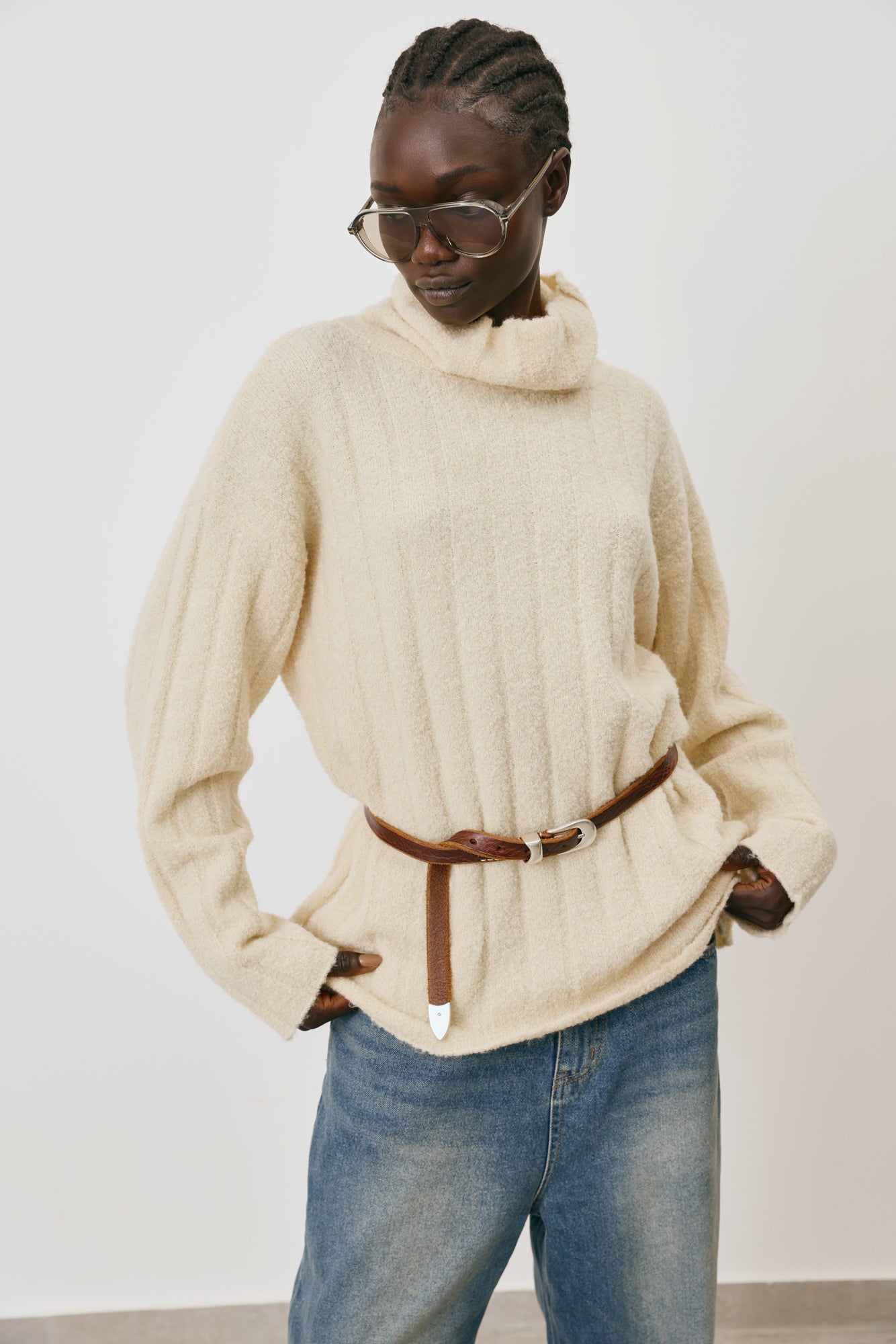 Wide-Rib Turtleneck Sweater