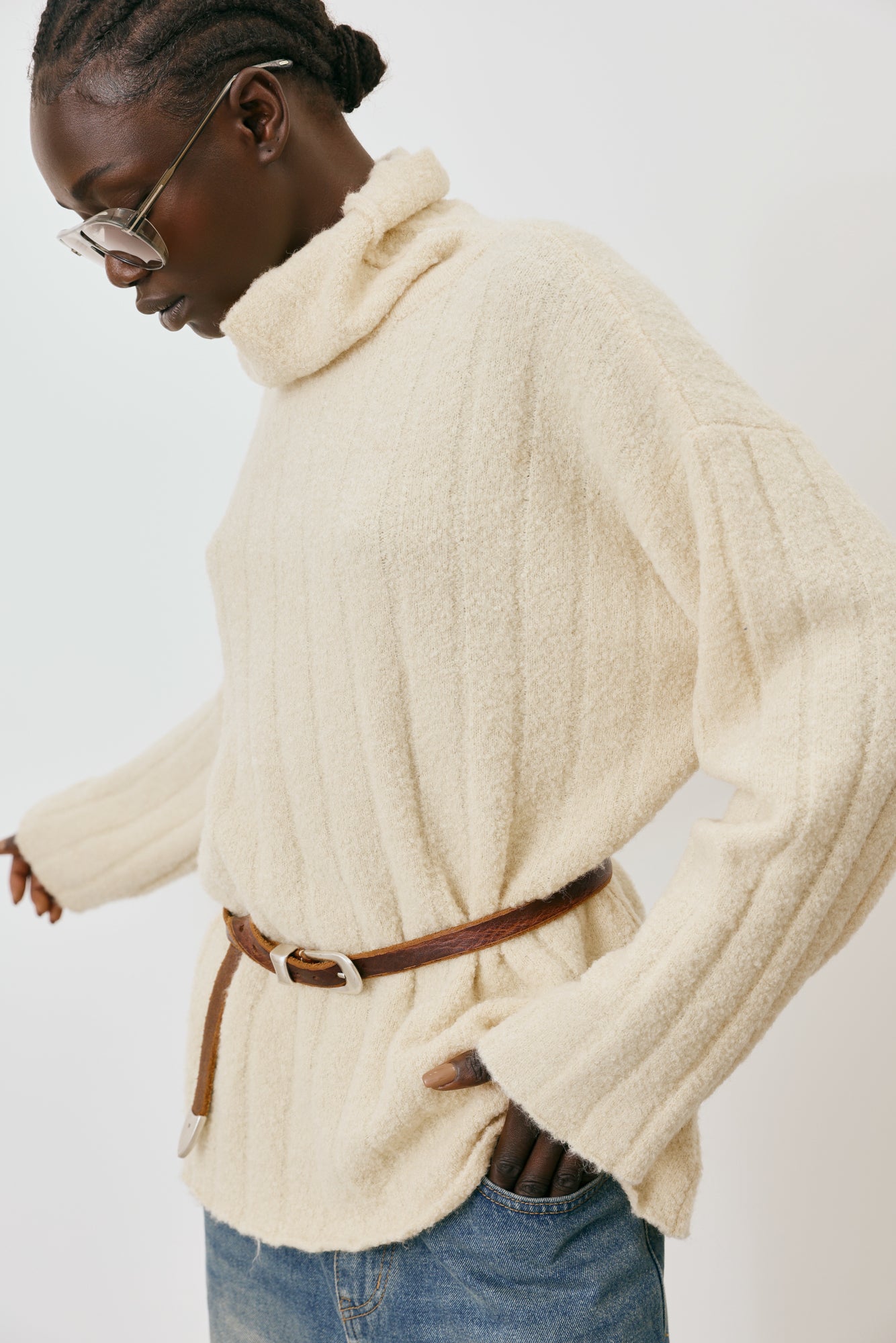 Wide-Rib Turtleneck Sweater