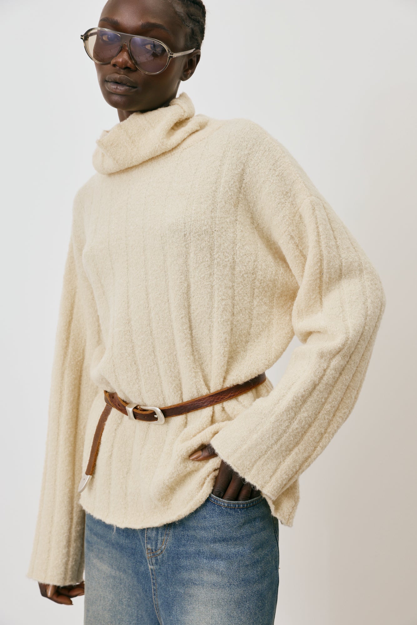 Wide-Rib Turtleneck Sweater