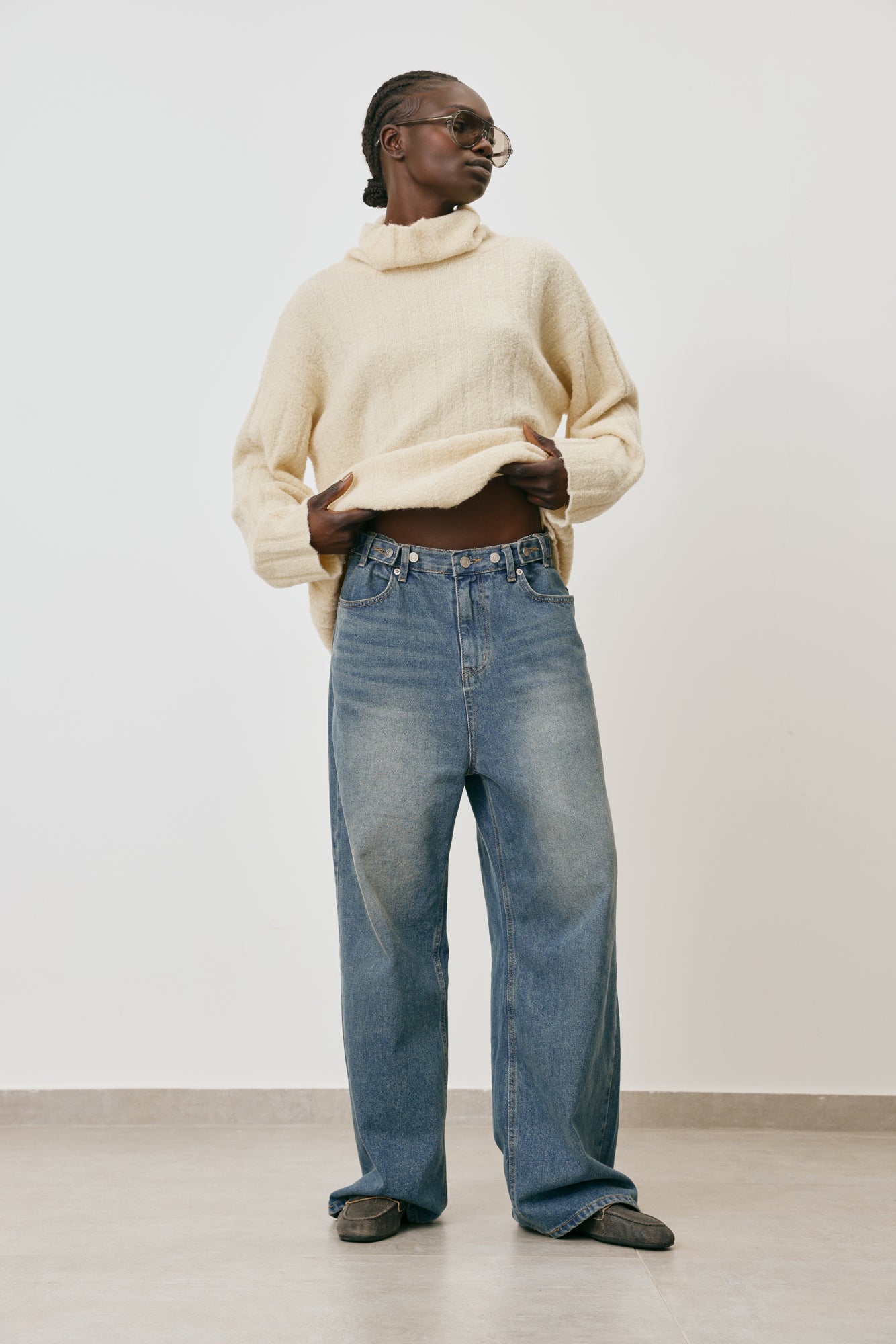 Tia Wash Wide Leg Denim Pants