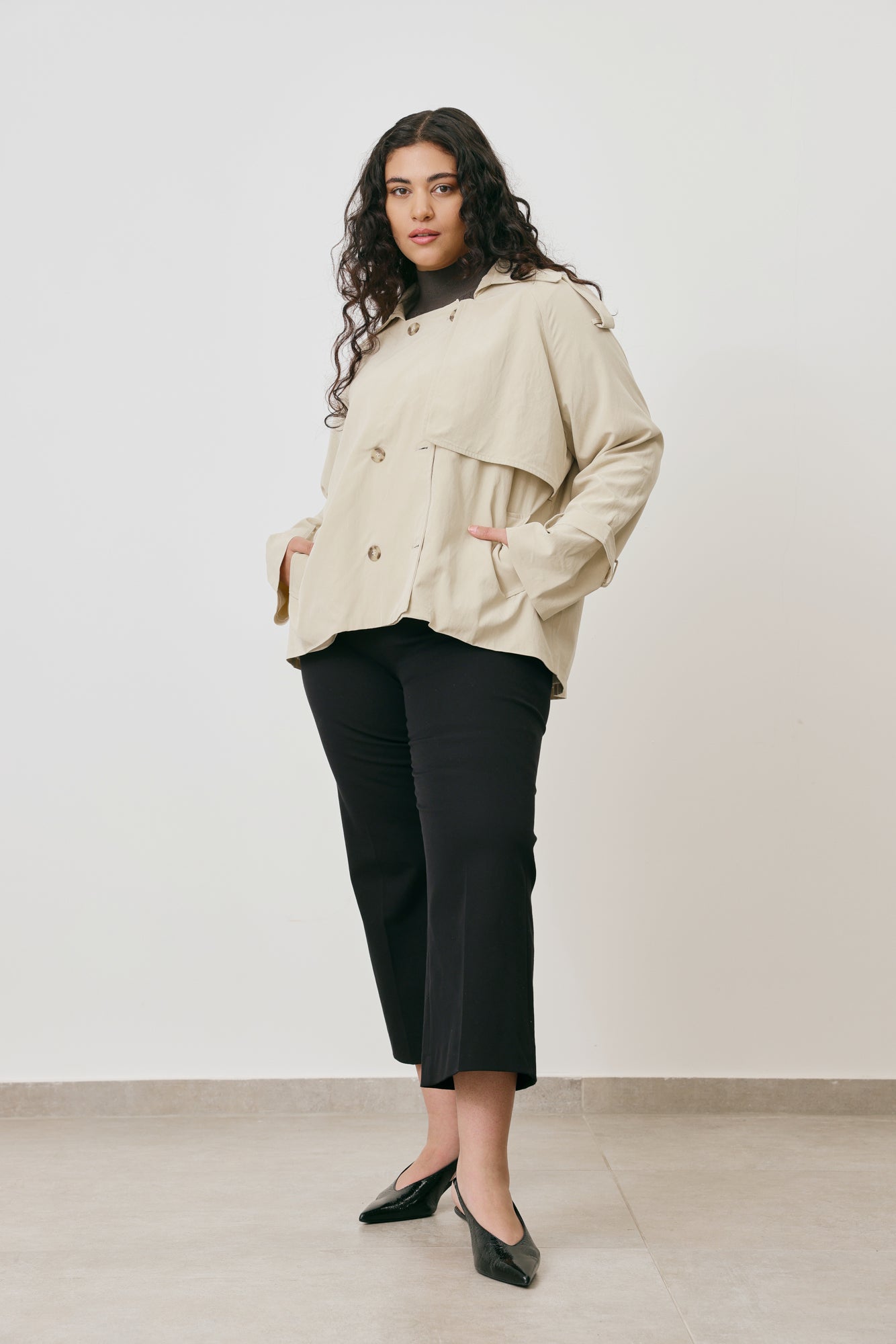 Short Tailored Trench Coat