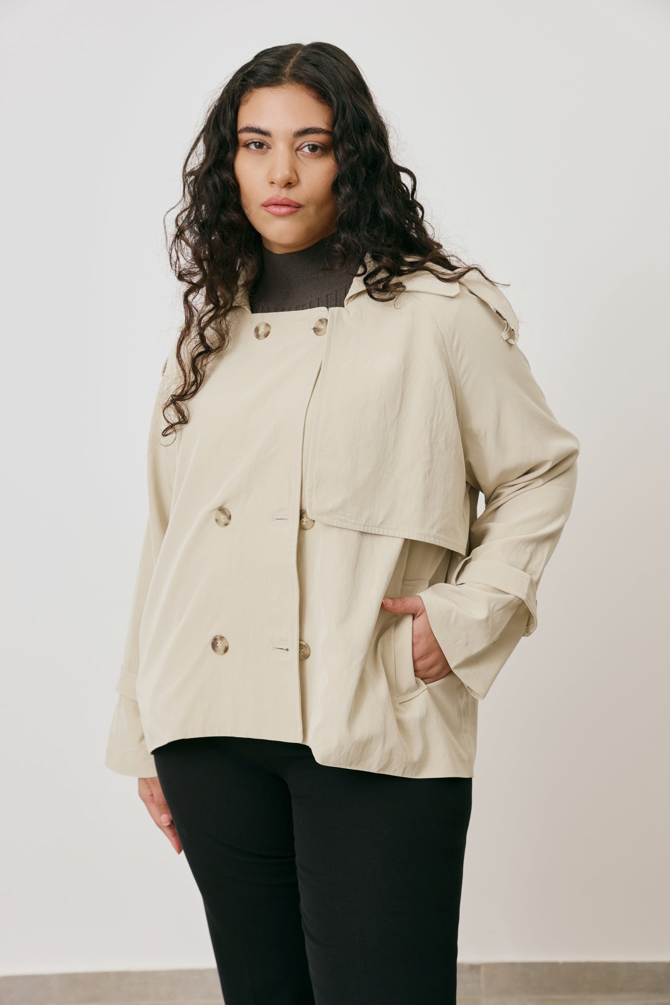 Short Tailored Trench Coat
