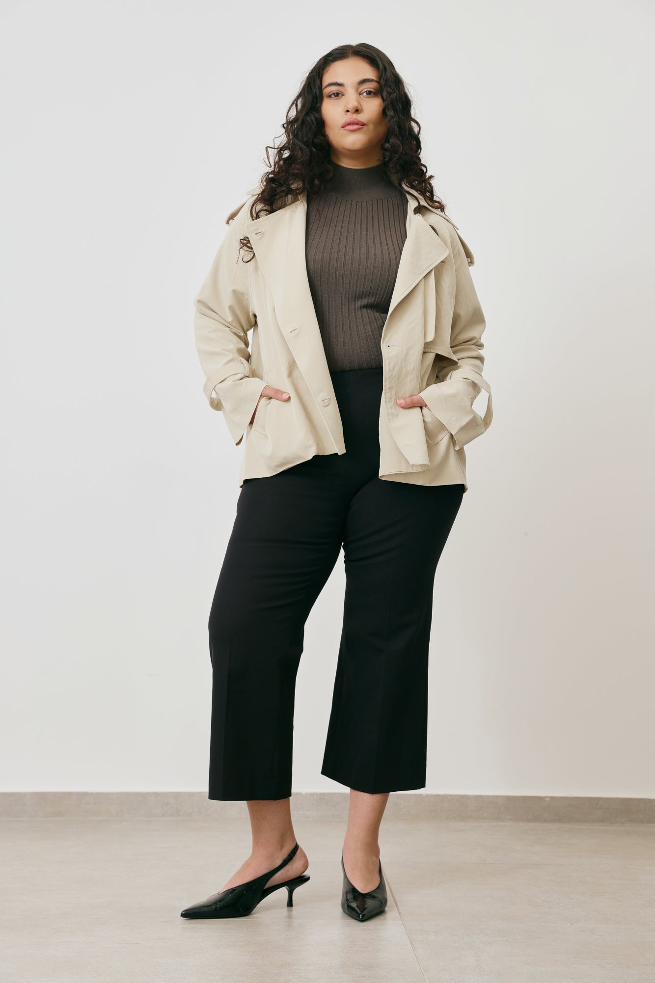 Short Tailored Trench Coat