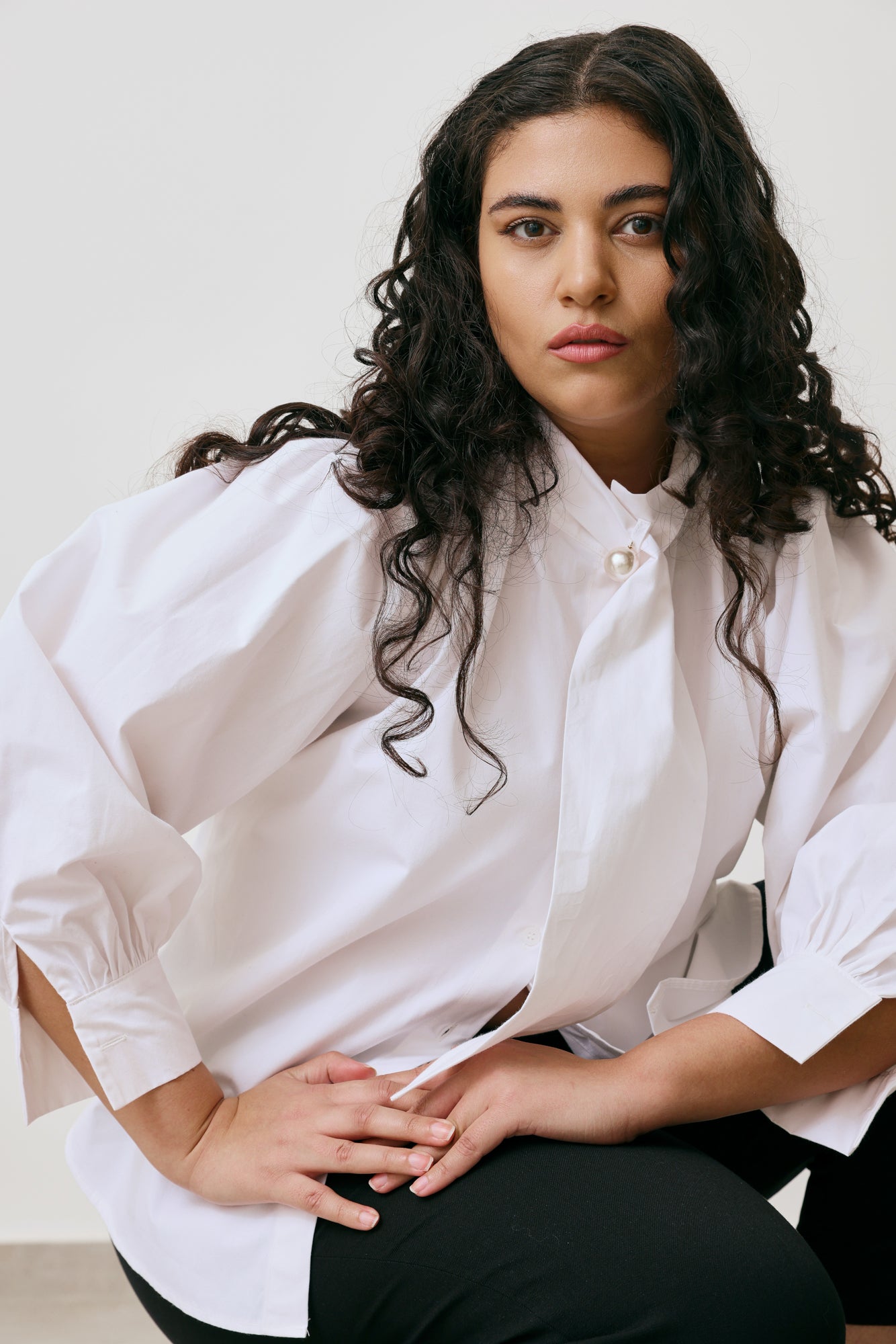 Tie neck blouse shirt