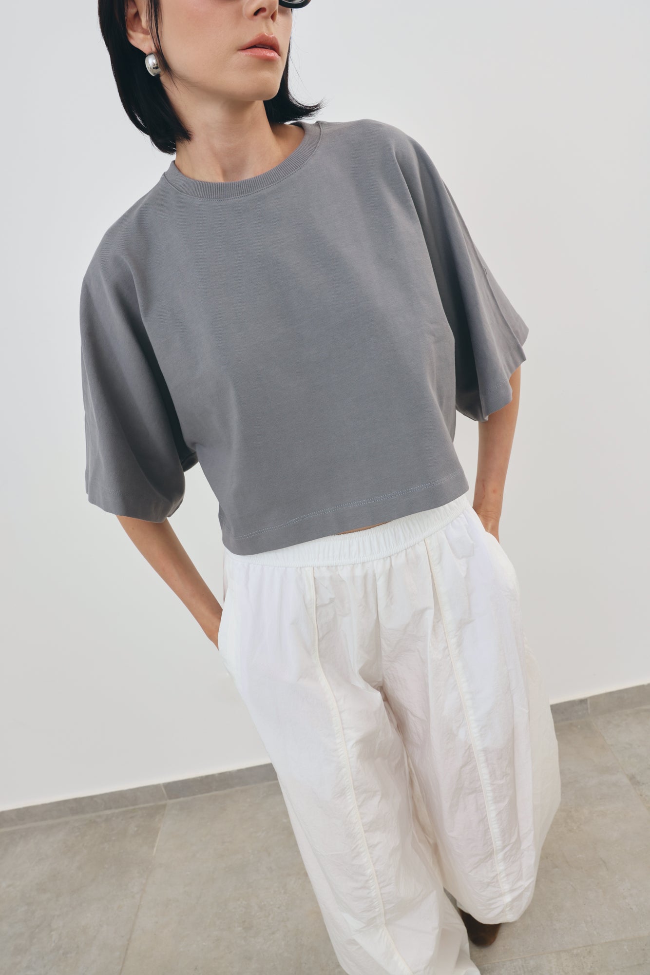 Cropped Wide-Sleeve Tee