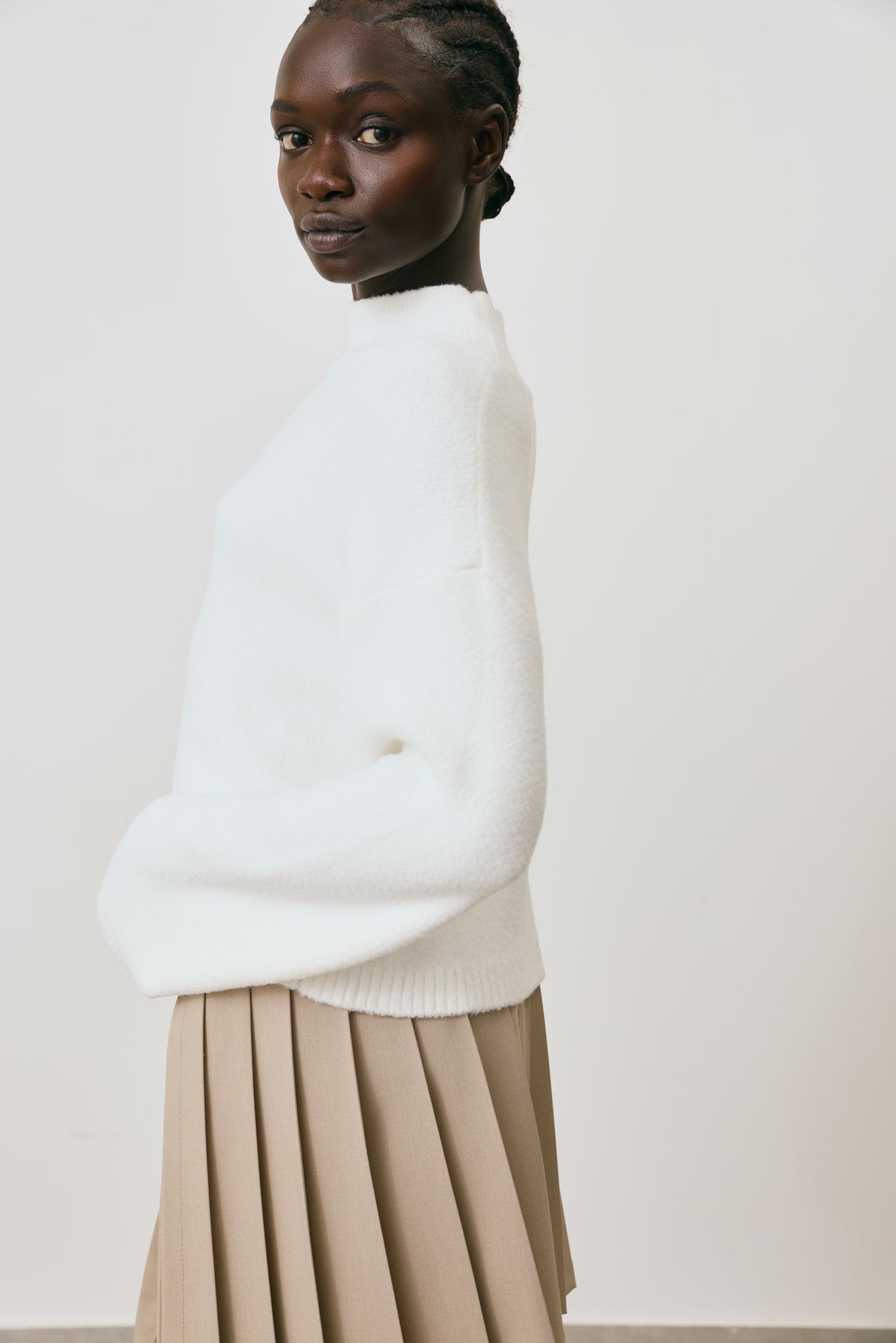 Fluffy Mock-Neck Sweater