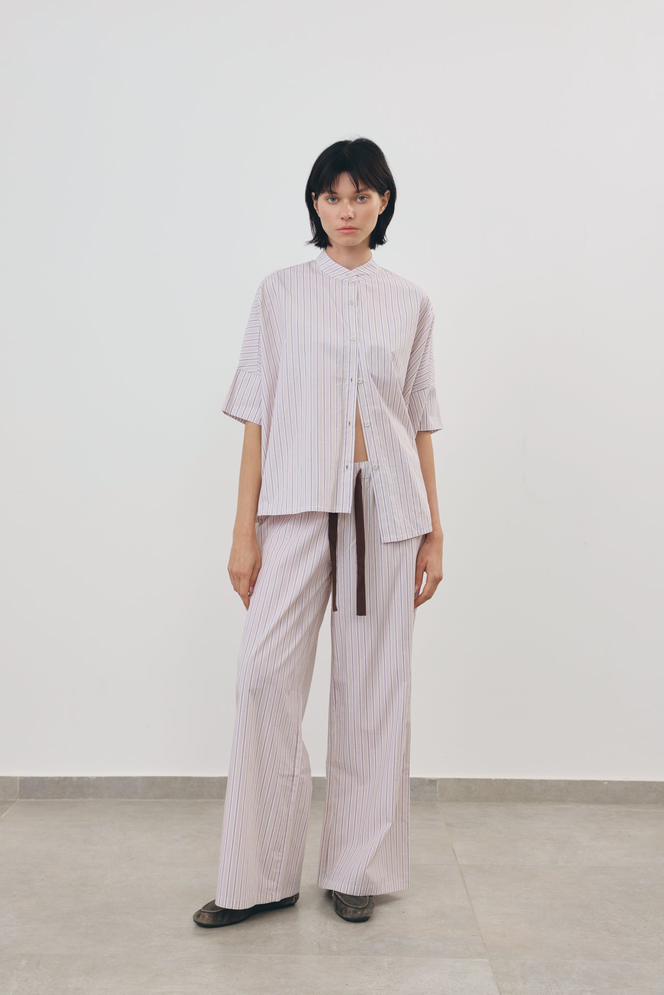 Stripe Wide-Leg Pants