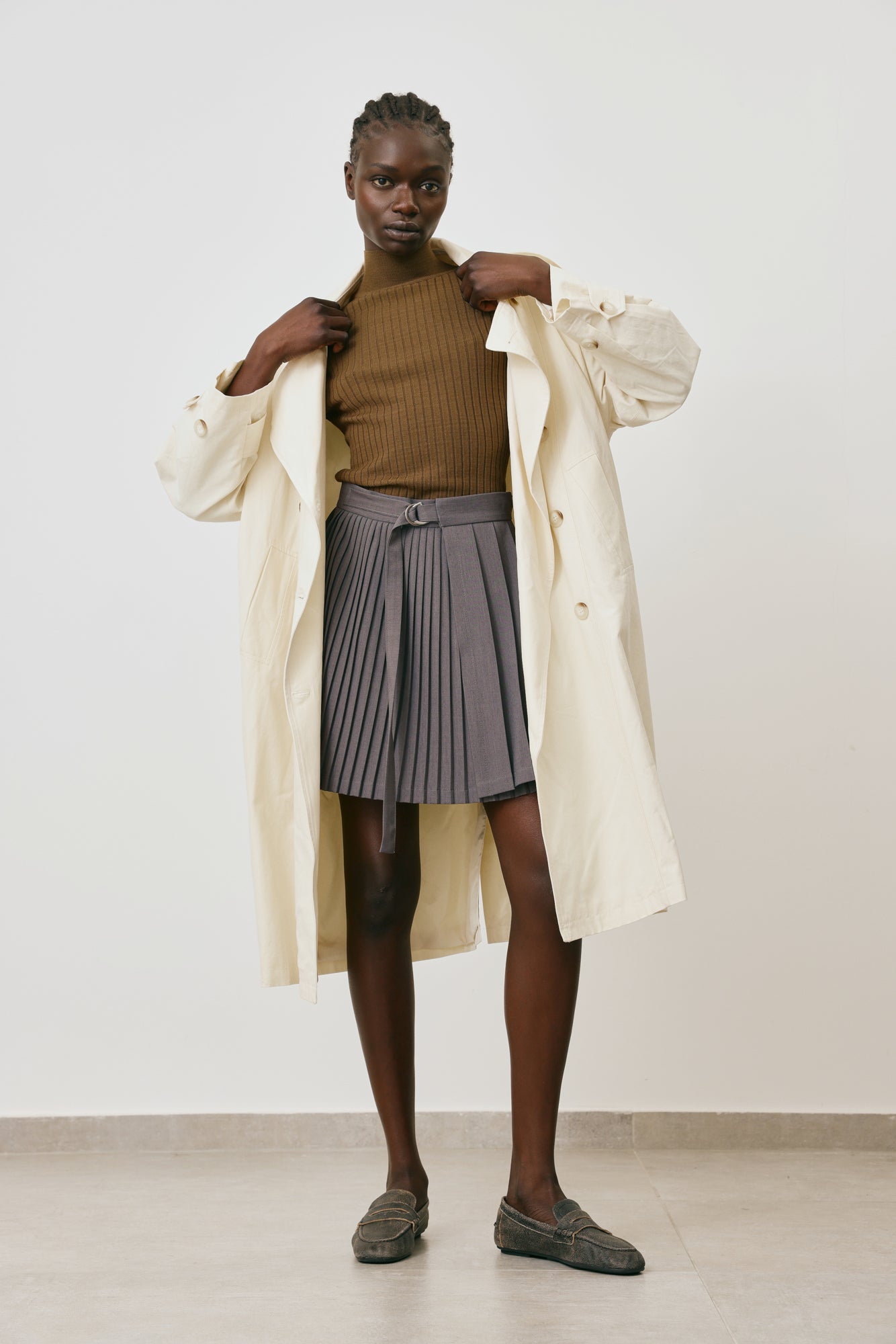 Long Tailored Trench Coat