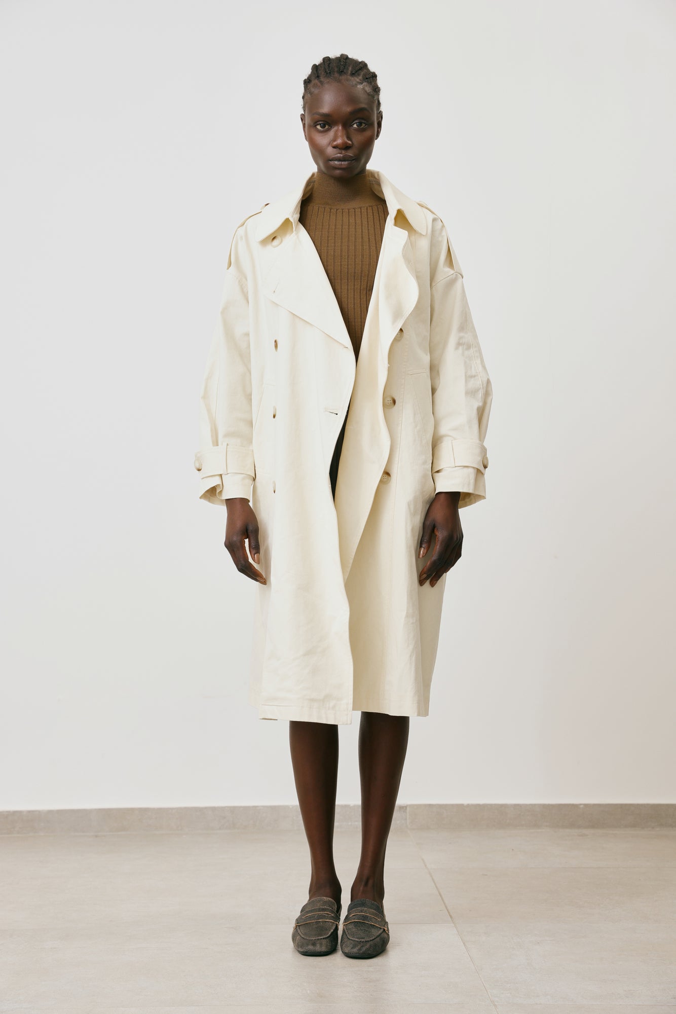 Long Tailored Trench Coat