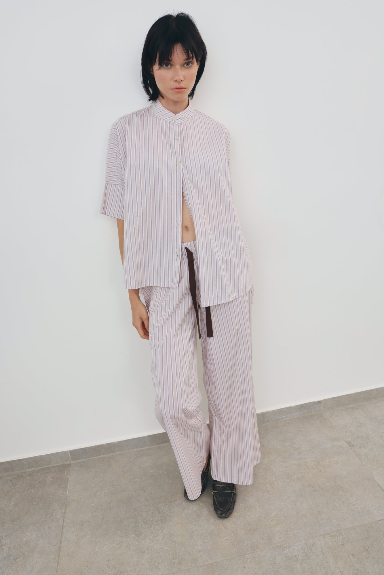 Stripe Wide-Leg Pants
