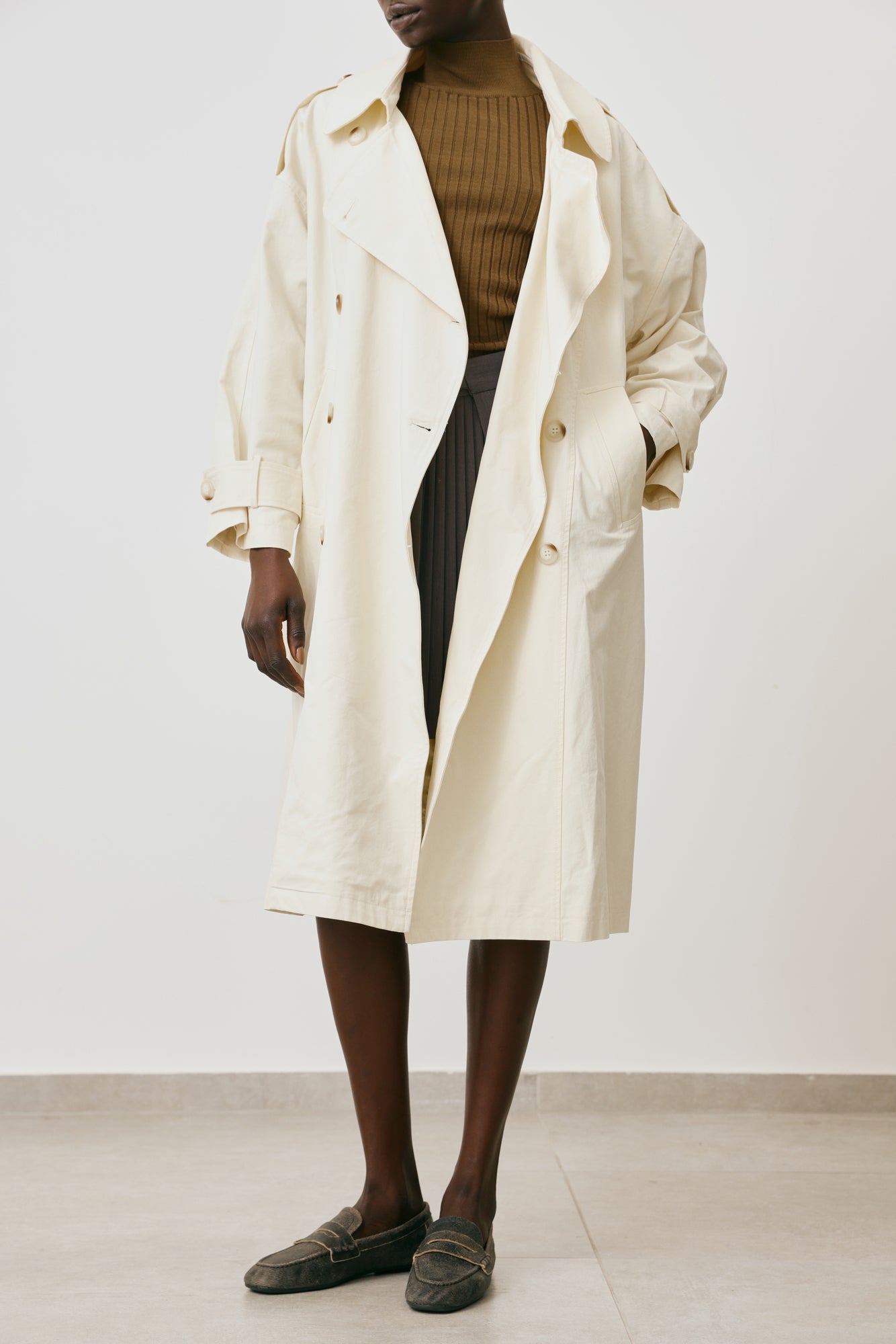 Long Tailored Trench Coat