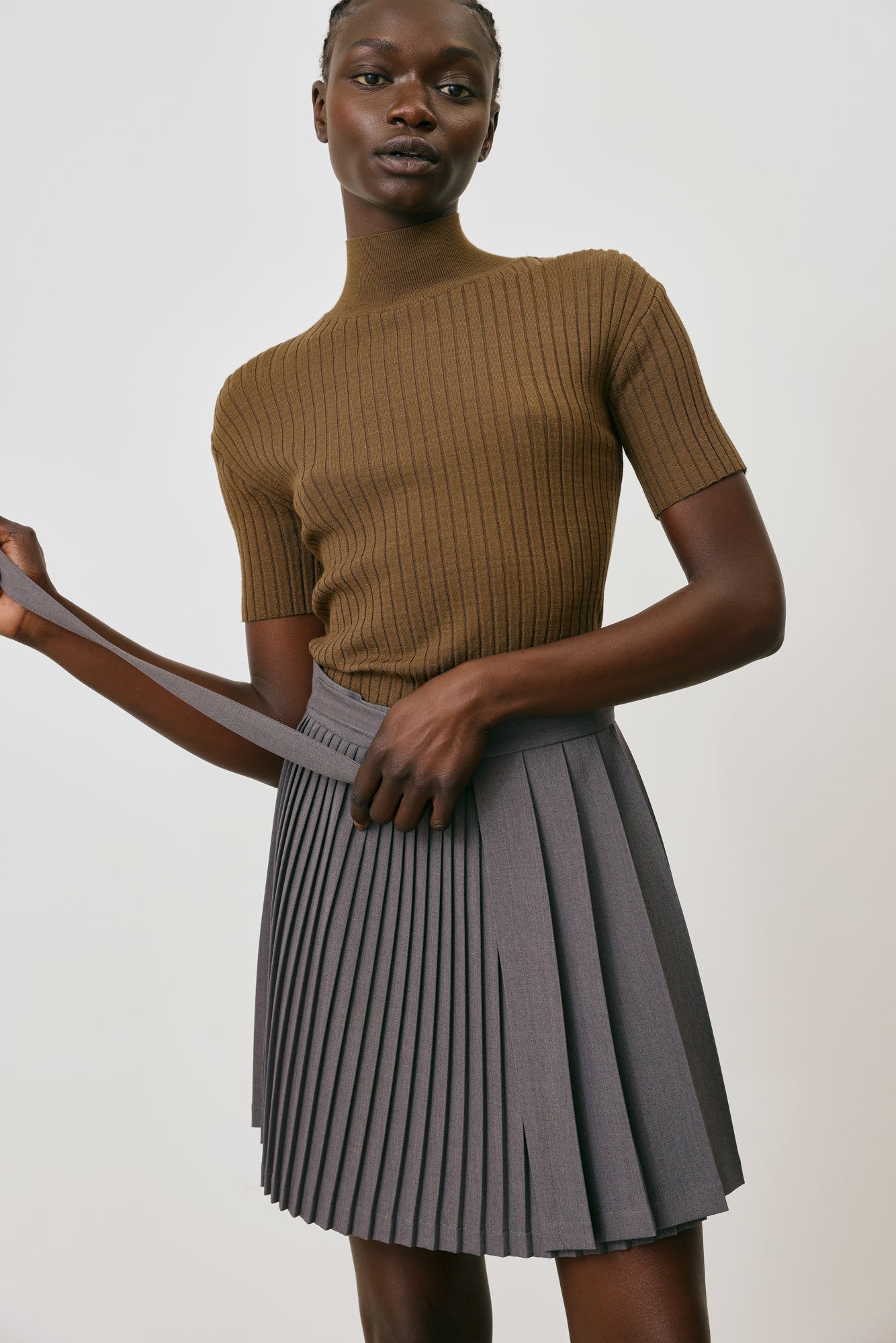 High neck ribbed top