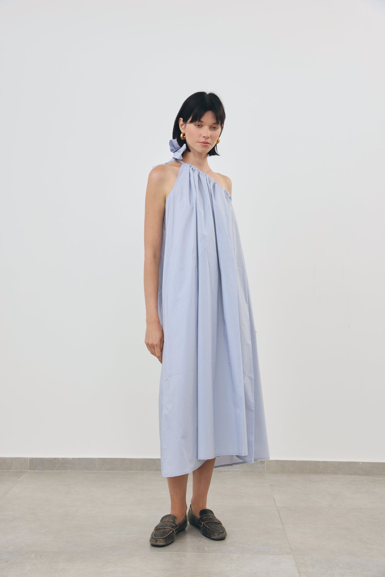 One-Shoulder Bow Midi Dress
