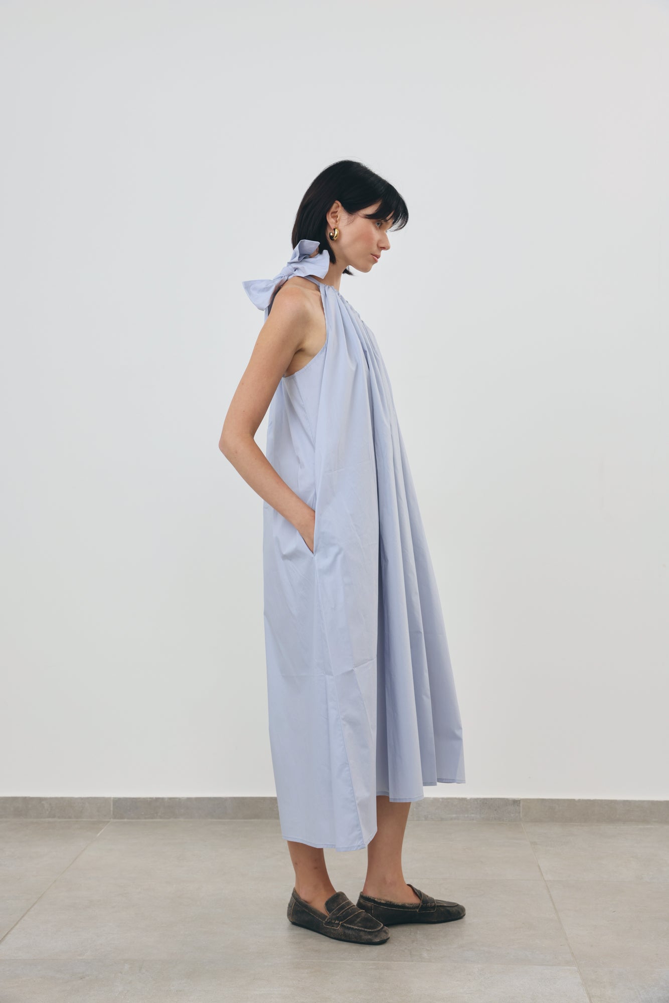 One-Shoulder Bow Midi Dress