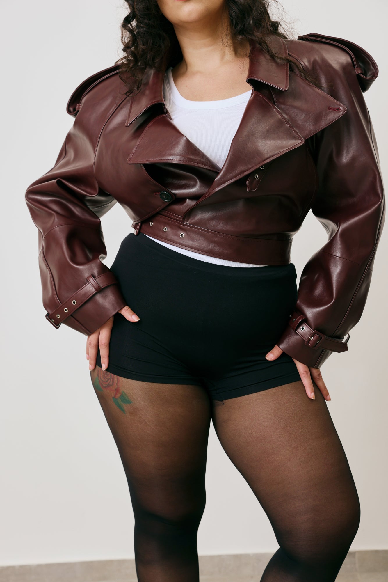 Cropped Leather Trench