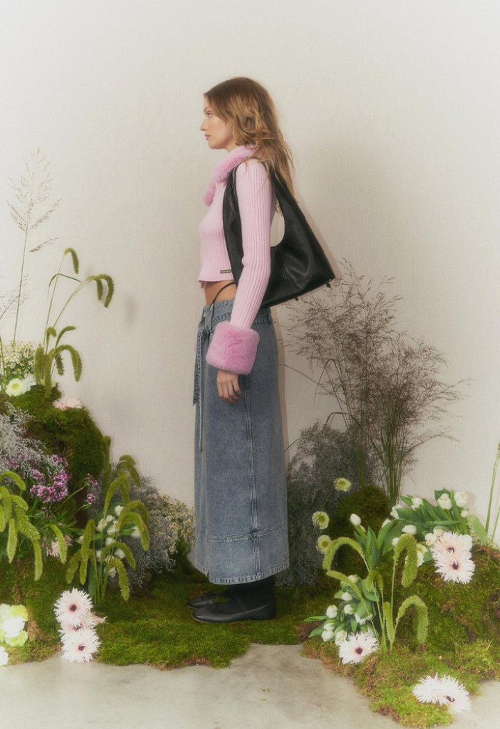 HOUSE OF SUNNY pink faux fur cardigan