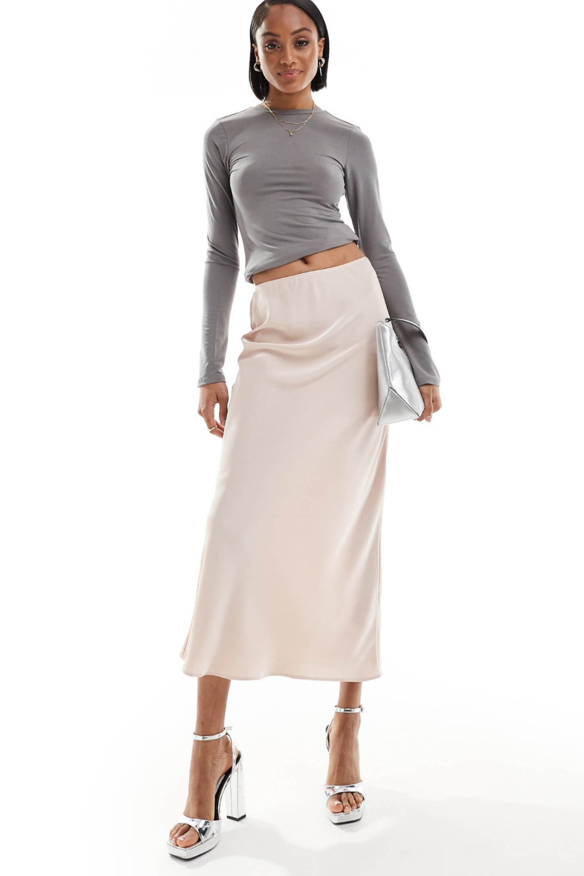 silk midi skirt