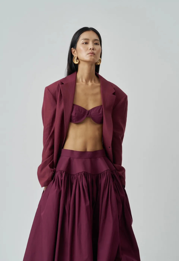 Elegant Midi Burgundy Skirt