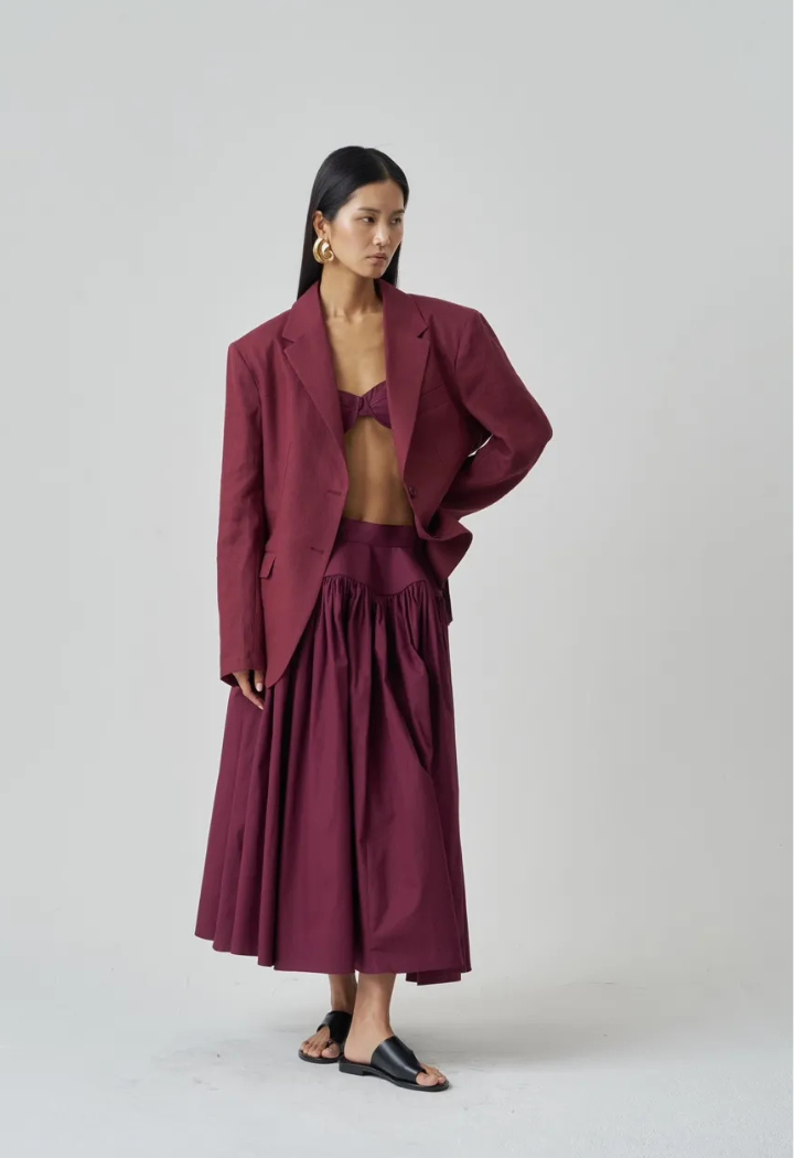 Relaxed burgundy Linen blazer