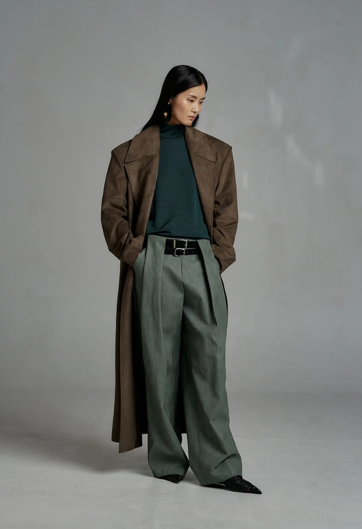 Vegan leather wide leg pants