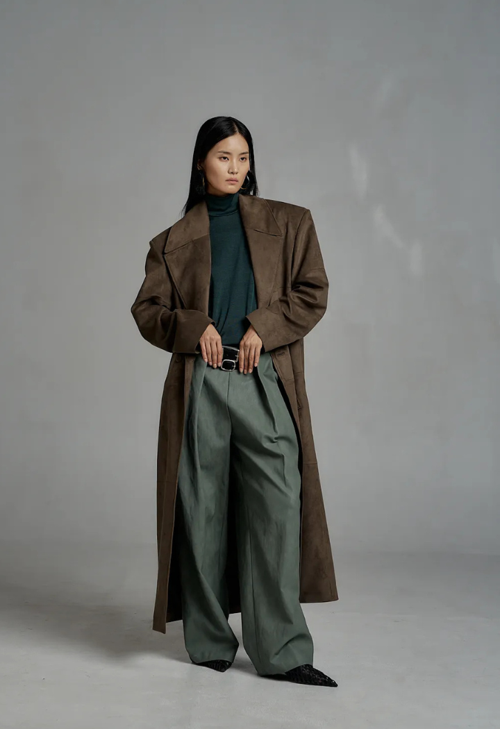 Vegan leather wide leg pants