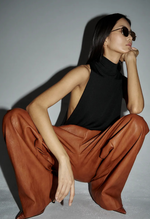 Vegan leather wide leg pants