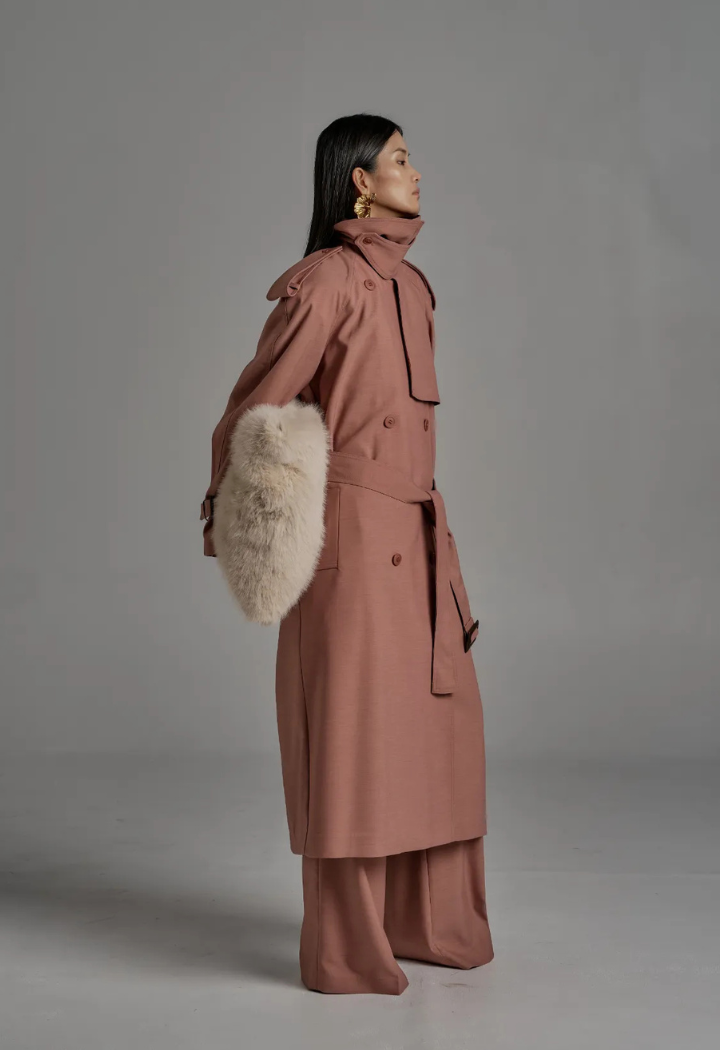 Oversized Dusty Rose Trench Jacket