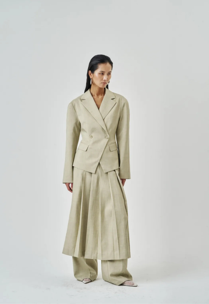 Signature Chic Green Sage Side-Closure Blazer