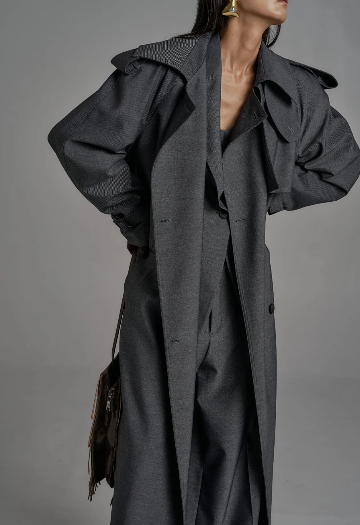 Oversized Dusty grey Trench Jacket