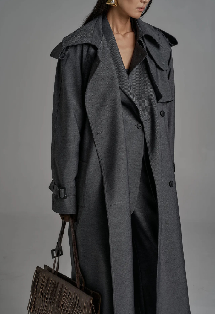 Oversized Dusty grey Trench Jacket